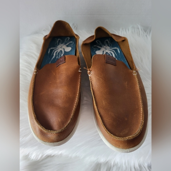 Olukai Men's Tan Leather Slip-Ons, Size 8.5 - Picture 1 of 7